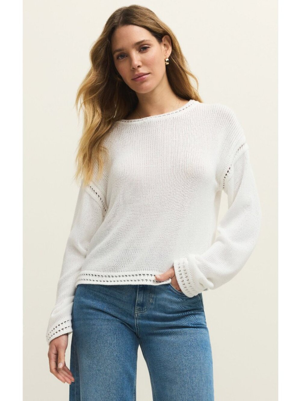 Z Supply Bellami Crochet Sweater - White - Small